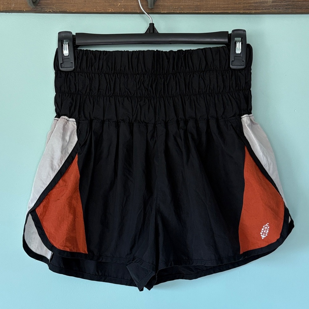 FP Movement by Free People Black and Burnt Orange High Waisted Athletic Shorts